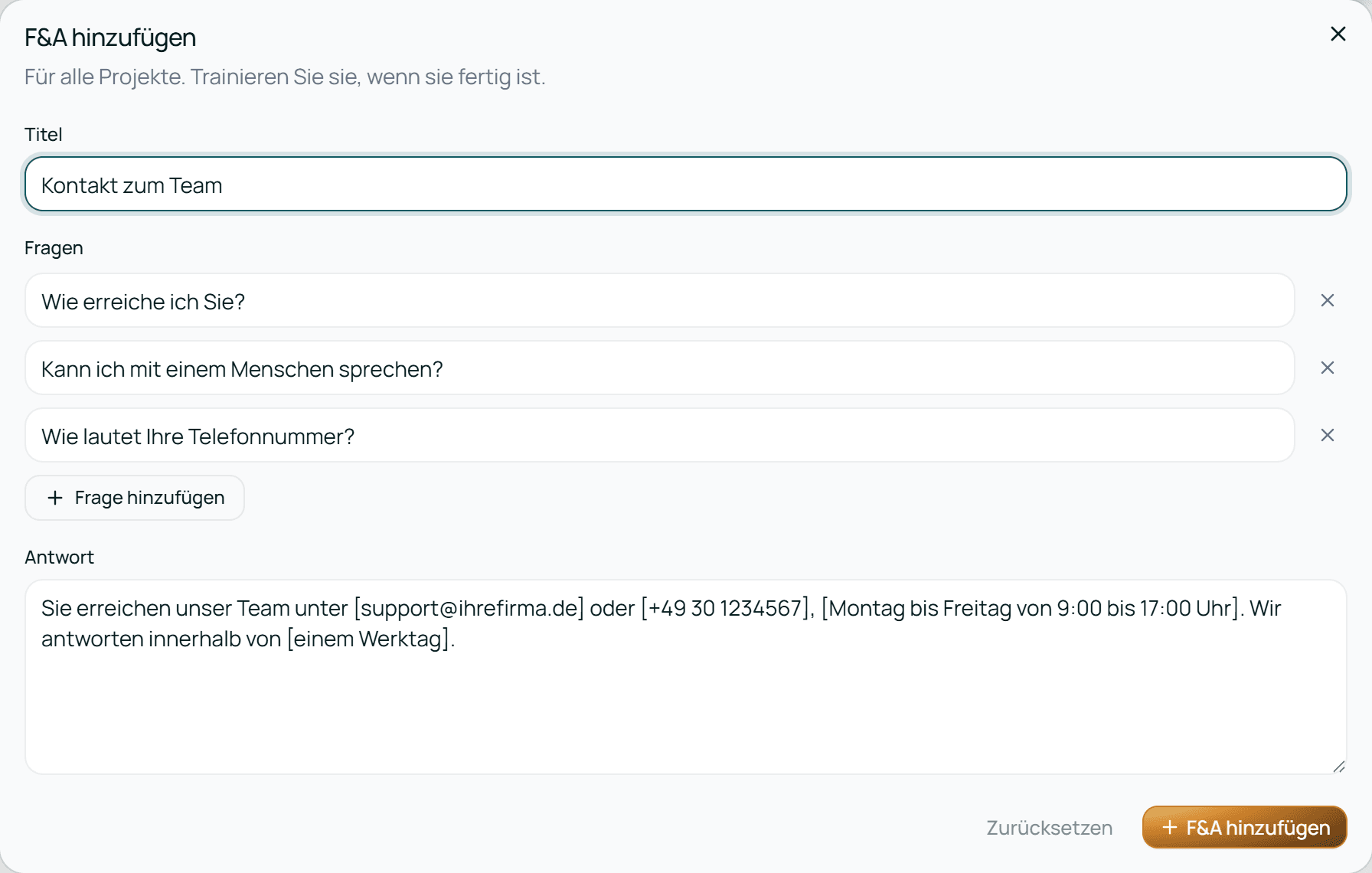 Ein Entwurf aus dem Schnellstart