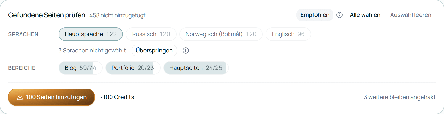 Gefundene Seiten prüfen