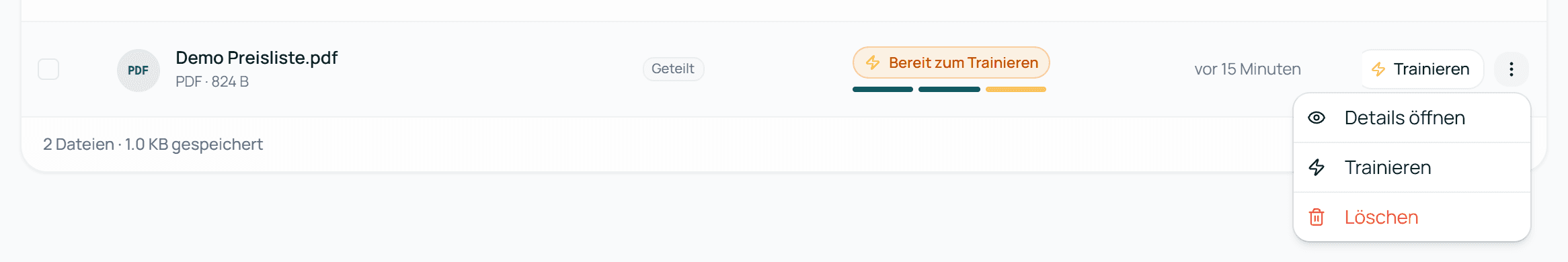 Das Menü einer Datei