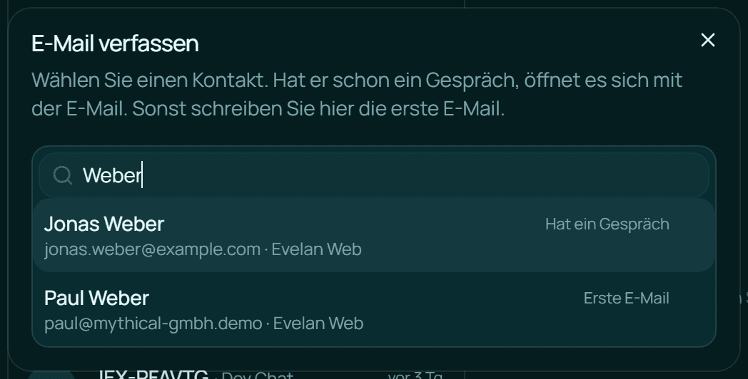 Verfassen: einen Kontakt wählen