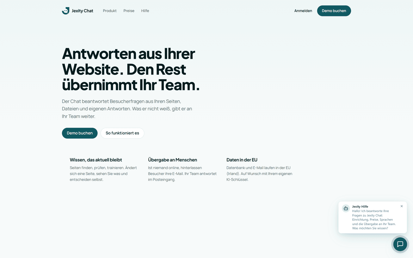 Die proaktive Nachricht neben dem Chat-Button