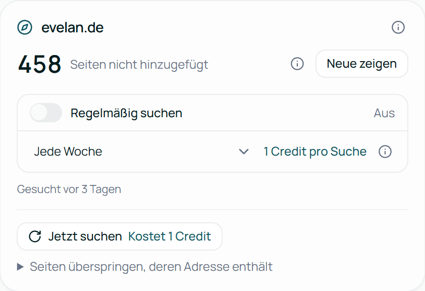 Neue Seiten auf der Seite Überwachung