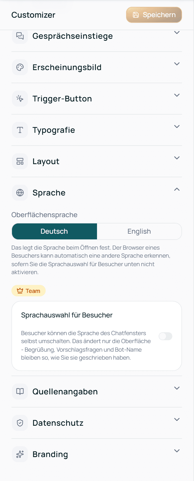Der Bereich Sprache