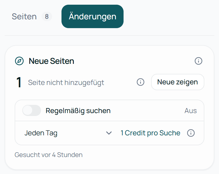 Die Seite einer Website auf dem Handy mit geöffnetem Reiter Änderungen