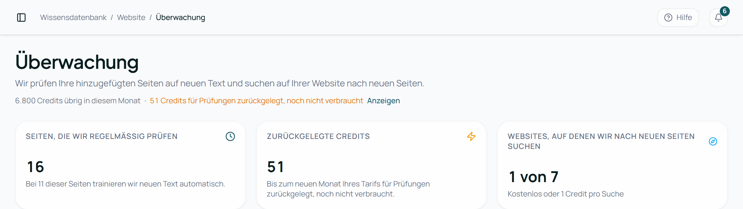 Die Seite Überwachung